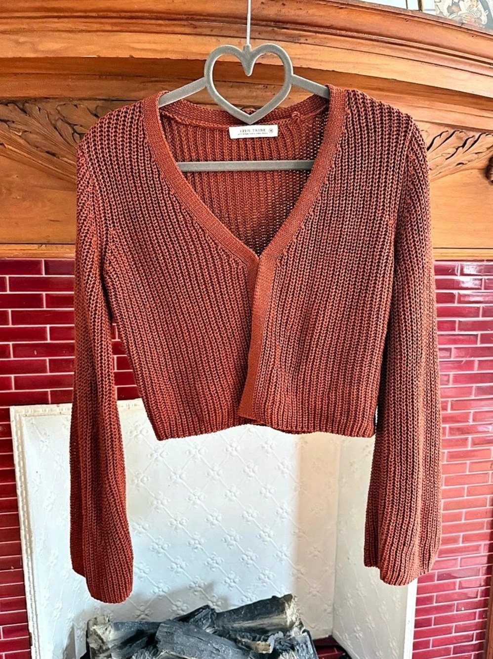12th Tribe Cropped Cardigan rust Brown in Medium